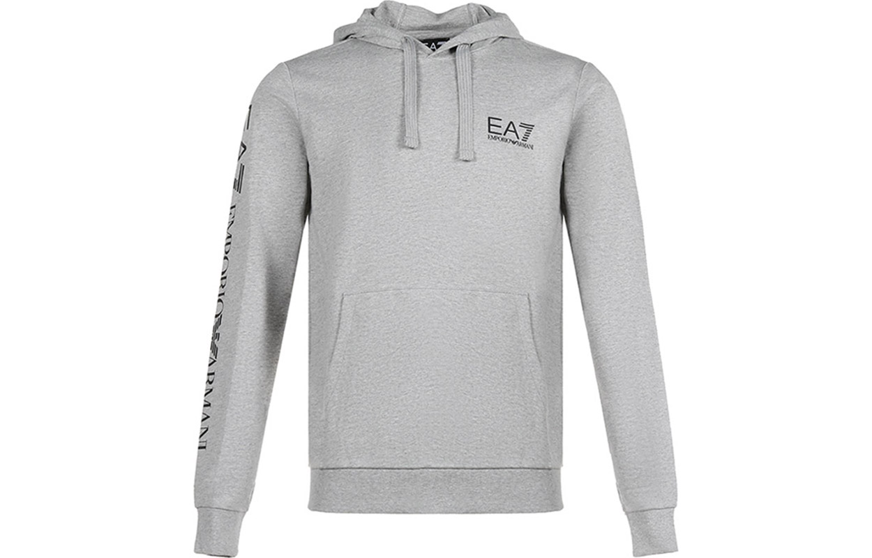 Emporio Armani EA7 Grey Hoodie with Logo Graphic 6HPM18-PJ05Z-3900
