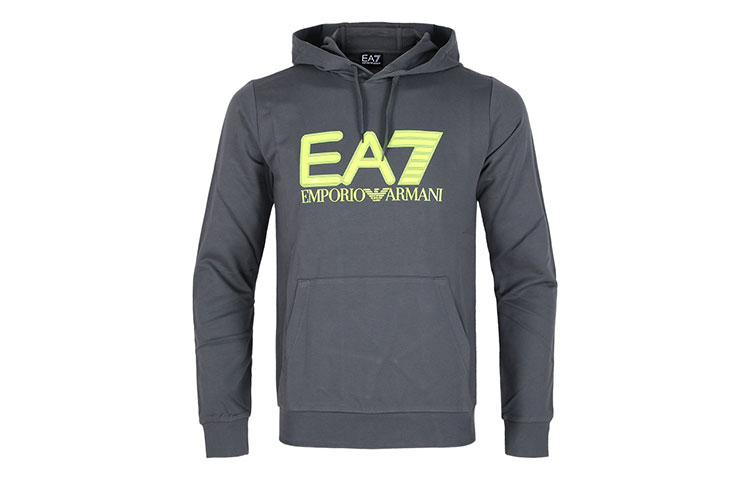 Emporio Armani EA7 Grey Hoodie with Subtle Logo Print 6KPM62-PJ05Z-0977