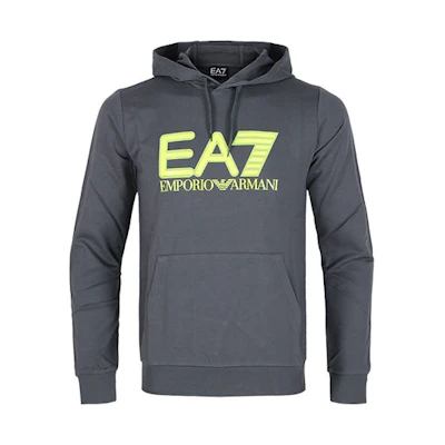 Emporio Armani EA7 Grey Hoodie with Subtle Logo Print 6KPM62-PJ05Z-0977