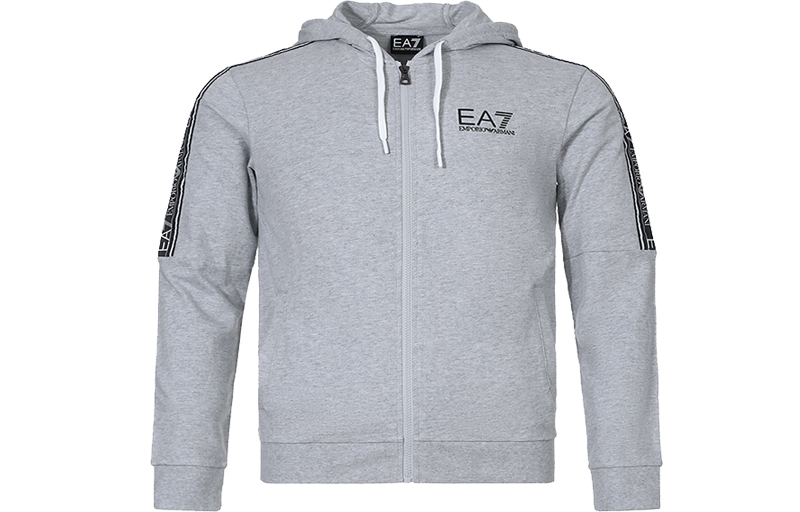 Emporio Armani EA7 Grey Knit Sweatshirt with Logo Print 3HPM24-PJ05Z-3904
