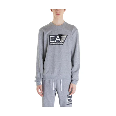 Emporio Armani EA7 Grey Logo Print Pullover Crewneck Sweatshirt 3DPM60-PJ05Z-3905