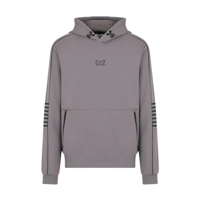 Emporio Armani EA7 Grey Logo Print Zip Hoodie for Men 6DPM06-PJ16Z-1992