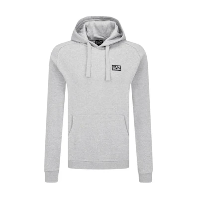 Emporio Armani EA7 Grey Logo Pullover Hoodie with Raglan Sleeves 6GPM96-PJ07Z-3905