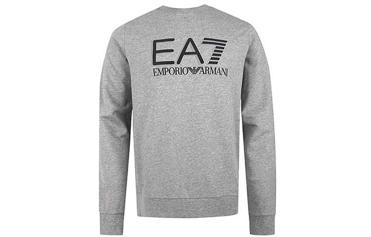 Emporio Armani EA7 Grey Pullover Sweatshirt with Letter Print 3HPM60-PJ05Z-03905