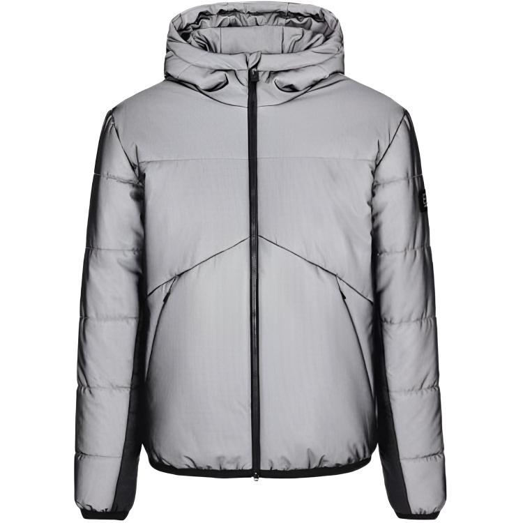 EMPORIO ARMANI EA7 Grey Solid Color Hooded Cotton Jacket. 6KPB69-PN7MZ-1200