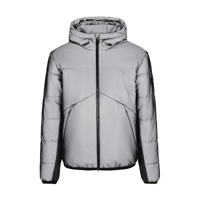 EMPORIO ARMANI EA7 Grey Solid Color Hooded Cotton Jacket. 6KPB69-PN7MZ-1200