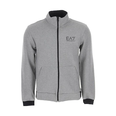 Emporio Armani EA7 Grey Sweatshirt with Letter Print and Side Pockets 6KPM90-PJBZZ-3905