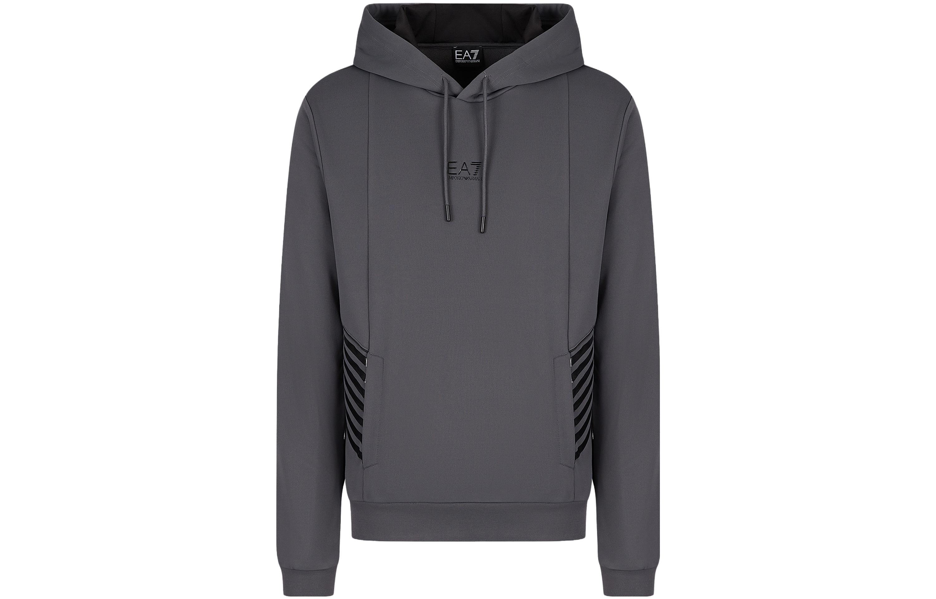 Emporio Armani EA7 Grey Sweatshirt with Side Stripe & Logo Print 6LPM03-PJ16Z-1977