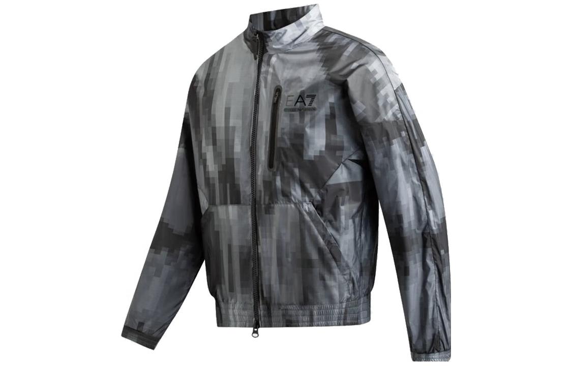 Shop 安普里奥·阿玛尼EA7灰色拉链外套带Logo印花设计 6LPB19-PN2TZ-2925