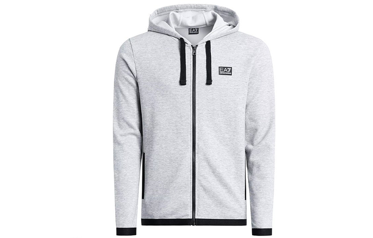 Emporio Armani EA7 Grey Zip Hoodie with Logo Print 3HPM15-PJF3Z-3904