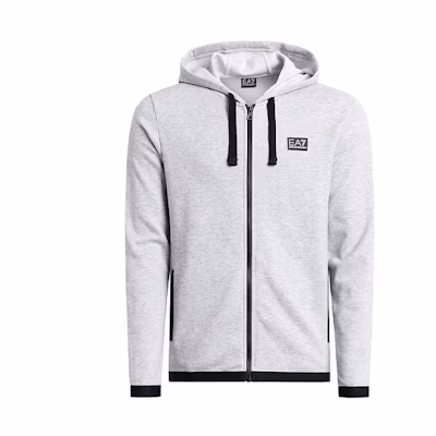 Emporio Armani EA7 Grey Zip Hoodie with Logo Print 3HPM15-PJF3Z-3904