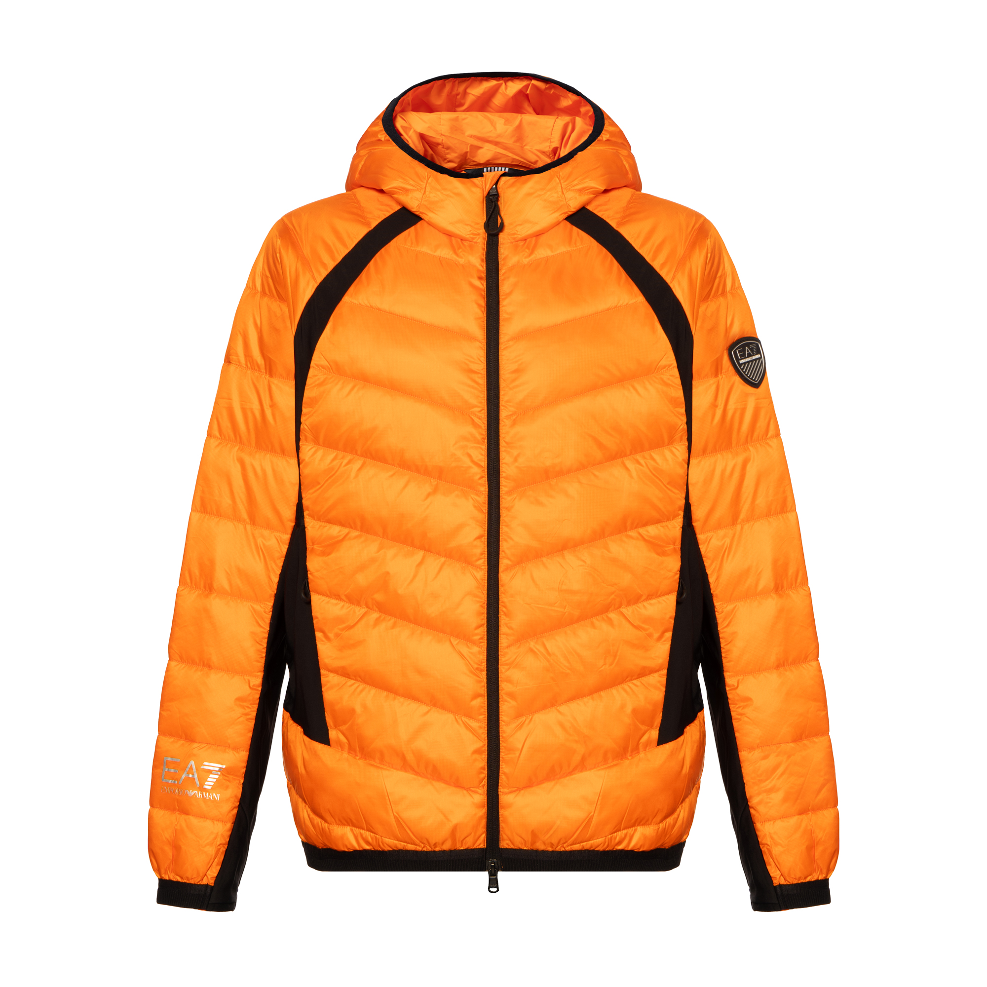 Emporio Armani EA7 Hooded Colorblock Logo Jacket in Neon Orange 6KPB43-PNQ9Z-1660