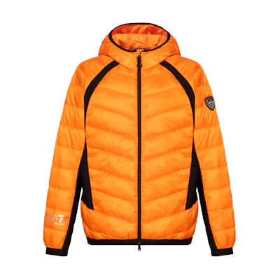 Emporio Armani EA7 Hooded Colorblock Logo Jacket in Neon Orange 6KPB43-PNQ9Z-1660