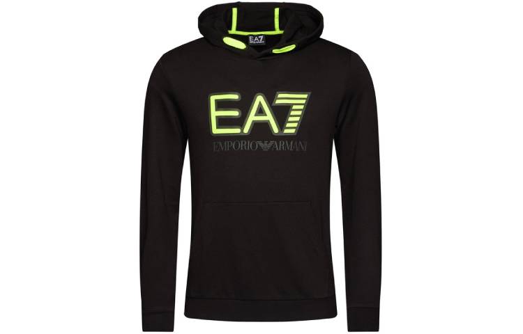 Emporio Armani EA7 Hoodie Black/Yellow with Logo Design 6HPM62-PJ05Z-1200