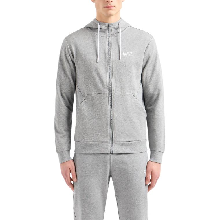Lookbook Emporio Armani EA7 灰色連帽外套 - Logo印花, 拉鍊款, 長袖 SS24 3DPM53-PJ05Z-3905