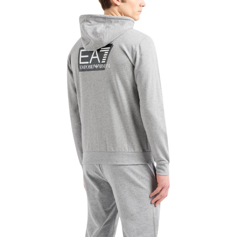 Shop Emporio Armani EA7 灰色連帽外套 - Logo印花, 拉鍊款, 長袖 SS24 3DPM53-PJ05Z-3905