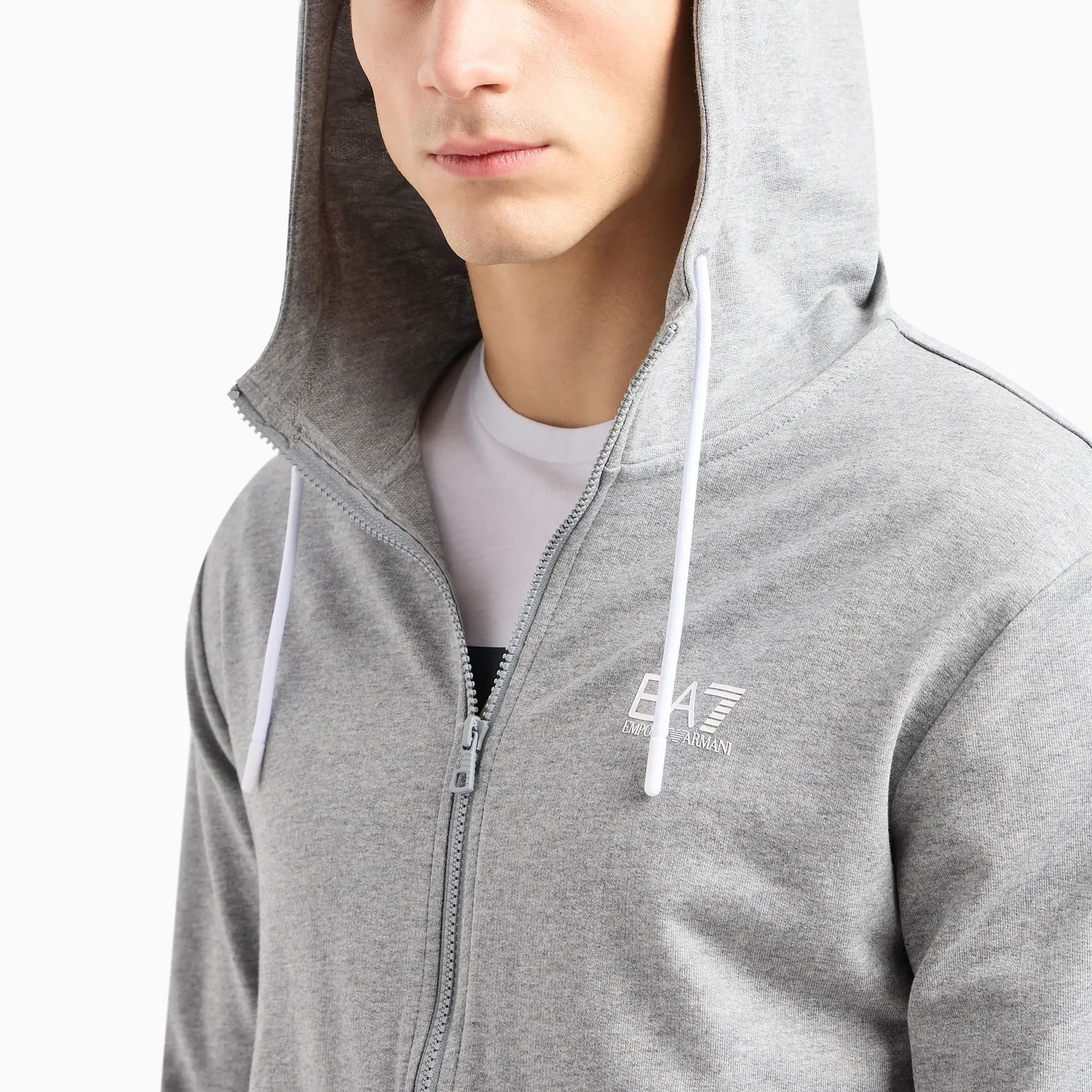Cheap Emporio Armani EA7 灰色連帽外套 - Logo印花, 拉鍊款, 長袖 SS24 3DPM53-PJ05Z-3905