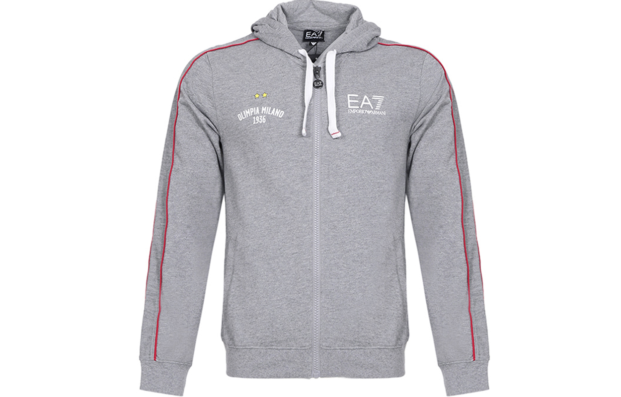 Emporio Armani EA7 Hoodie Jacket with Logo Print - Grey 3YPM65-PJ05Z-3905