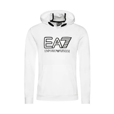 Emporio Armani EA7 Hoodie White/Black with Logo Print 6HPM62-PJ05Z-1100