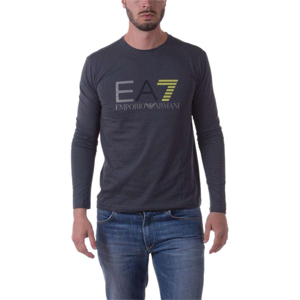 Emporio Armani EA7 Letter Print Crewneck Sweatshirt Gray 3YPTF6-PJ78Z-3905