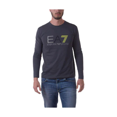 Emporio Armani EA7 Letter Print Crewneck Sweatshirt Gray 3YPTF6-PJ78Z-3905