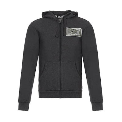 Emporio Armani EA7 Letter Print Hoodie Jacket in Gray 6ZPM18-PJ07Z-3909