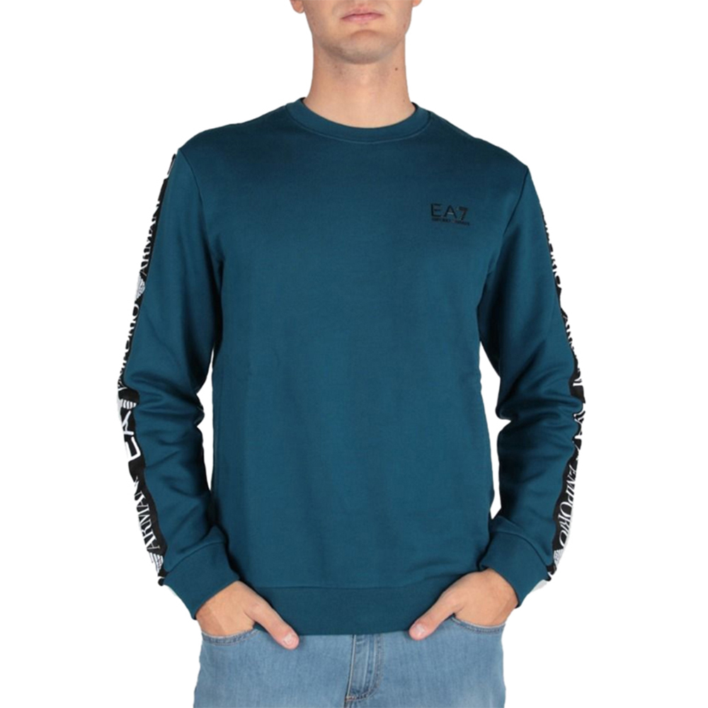 Emporio Armani EA7 Letter Print Sweatshirt Peacock Blue - SS22 6HPM11-PJ07Z-1546