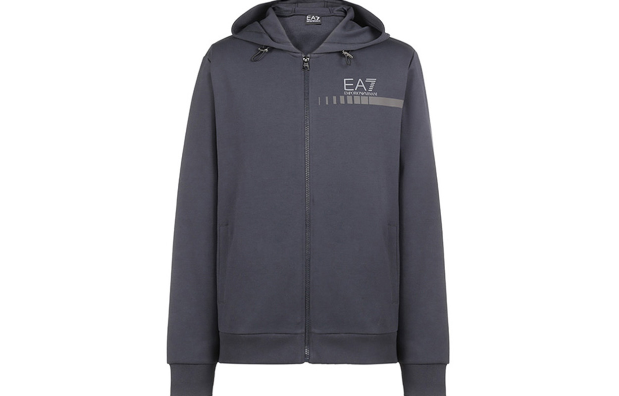 Emporio Armani EA7 Letter Print Zip Hoodie Jacket - Navy Blue 6HPM82-PJ8NZ-1578