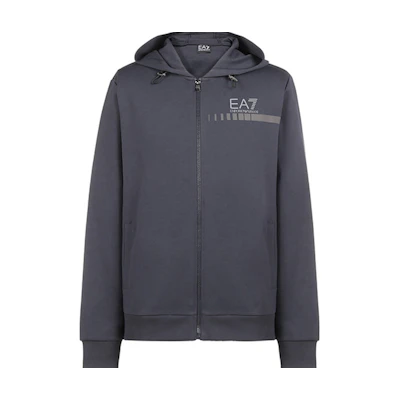 Emporio Armani EA7 Letter Print Zip Hoodie Jacket - Navy Blue 6HPM82-PJ8NZ-1578