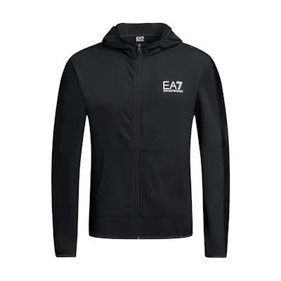 Emporio Armani EA7 Logo Black Hooded Jacket 3GPM22-J05Z-1200