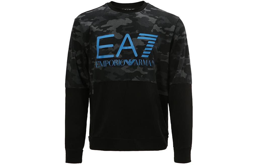 Emporio Armani EA7 Logo Camo Print Crewneck Sweatshirt Black 3KPM43-PJ5BZ-2216
