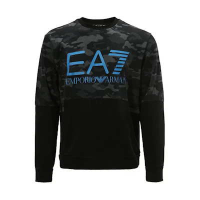 Emporio Armani EA7 Logo Camo Print Crewneck Sweatshirt Black 3KPM43-PJ5BZ-2216