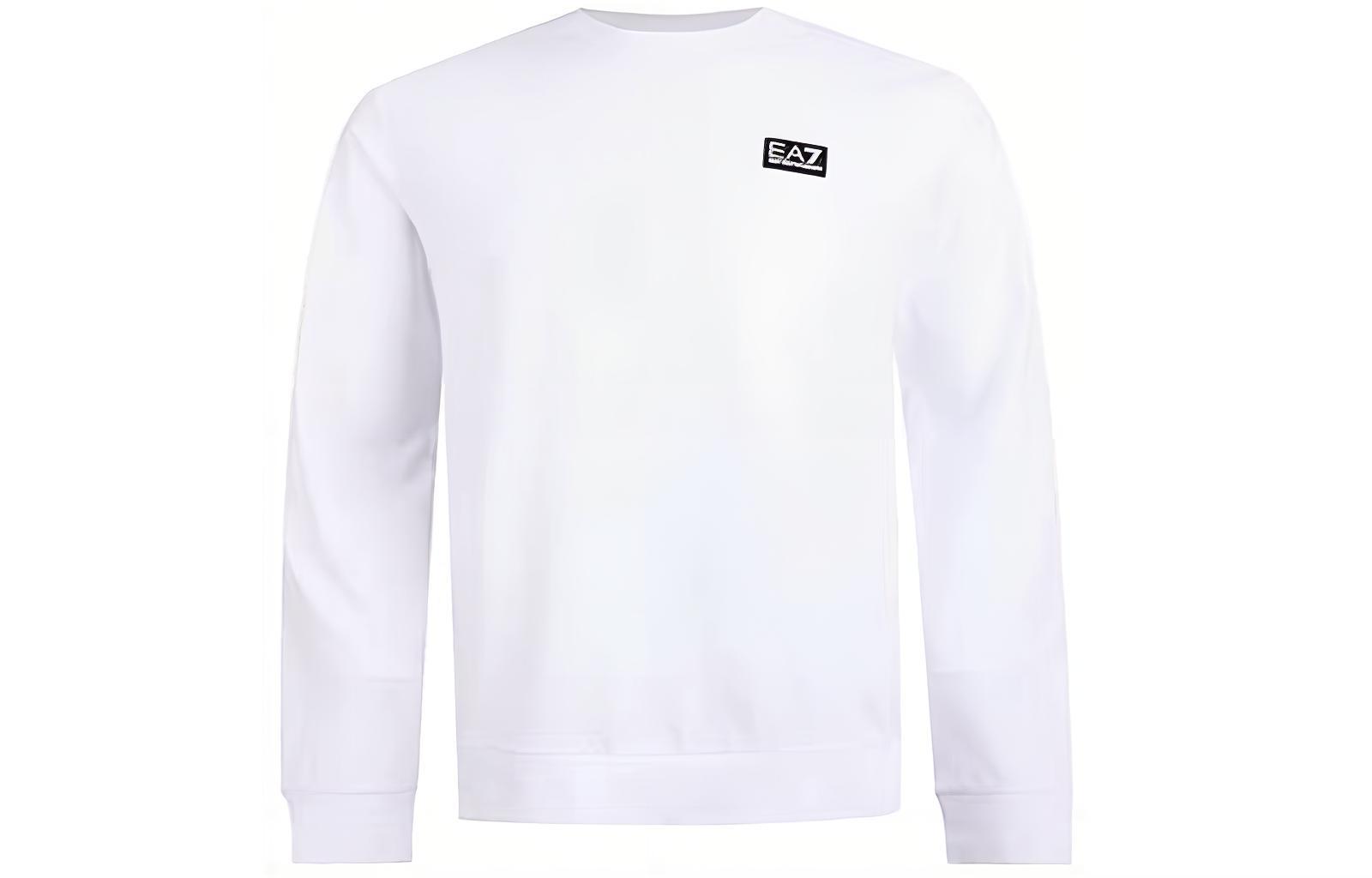 Emporio Armani EA7 Logo Cotton Crewneck Long-Sleeve Sweatshirt Men White 3HPM13-PJ7BZ-1100