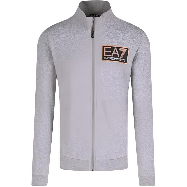 Emporio Armani EA7 Logo Cotton Zip-Up Stand Collar Jacket Grey 6ZPM61-PJ05Z-3905