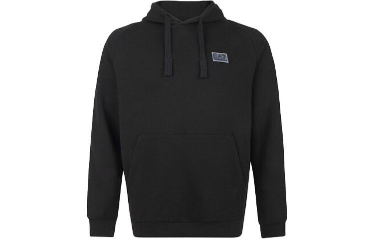Emporio Armani EA7 Logo Drawstring Hoodie Black 6HPM96-PJ07Z-0200