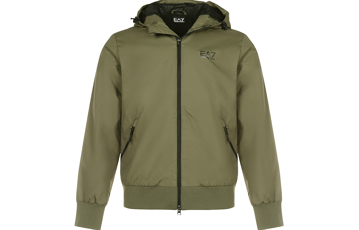 Emporio Armani EA7 Logo Fleece Military Green Hoodie Jacket 6HPB02-PN27Z-1867