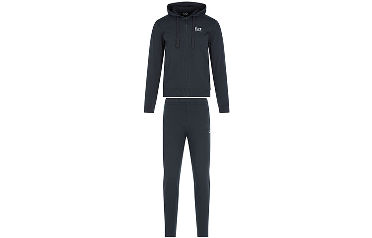 Lookbook Emporio Armani EA7 Logo Hoodie Casual Tracksuit Navy Blue. 8NPV50-PJ05Z-1578