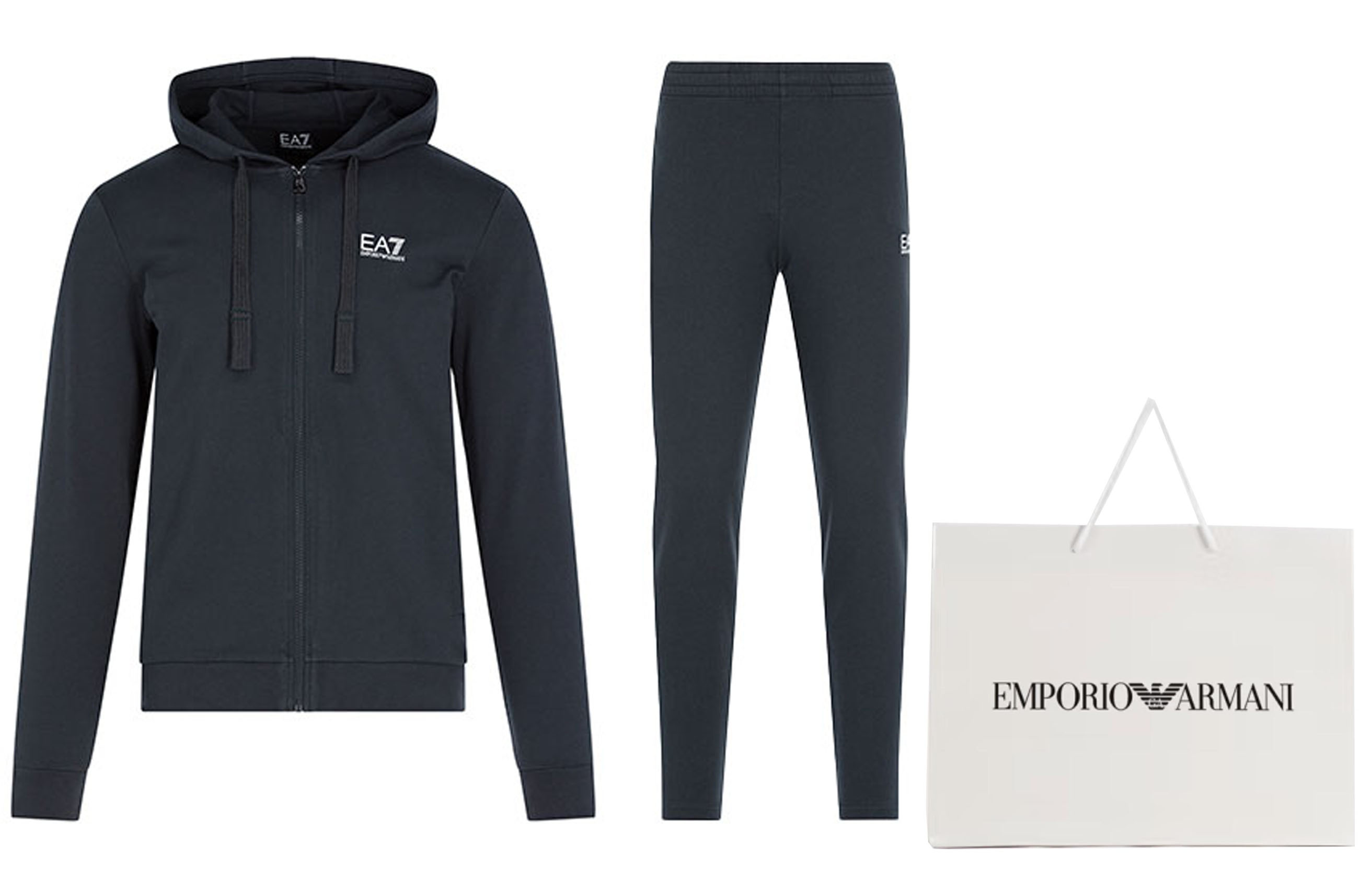 Details for Emporio Armani EA7 Logo Hoodie Casual Tracksuit Navy Blue. 8NPV50-PJ05Z-1578