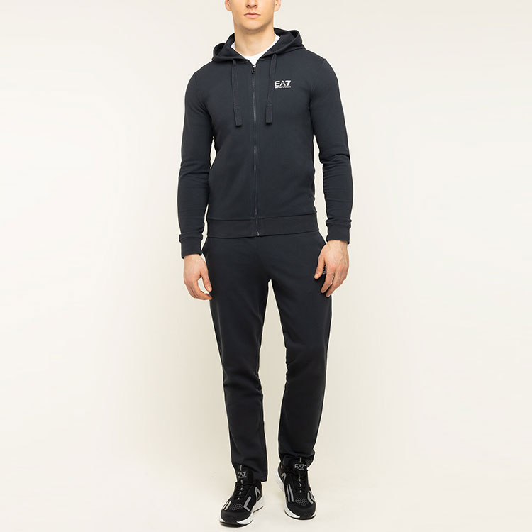 Sizing Emporio Armani EA7 Logo Hoodie Casual Tracksuit Navy Blue. 8NPV50-PJ05Z-1578