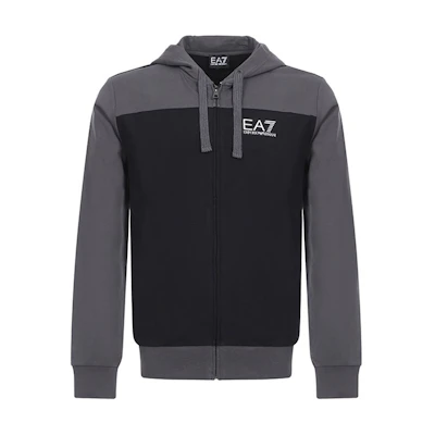 Emporio Armani EA7 Logo Hoodie Jacket for Men in Charcoal Gray 6ZPM40-PJ05Z-1994