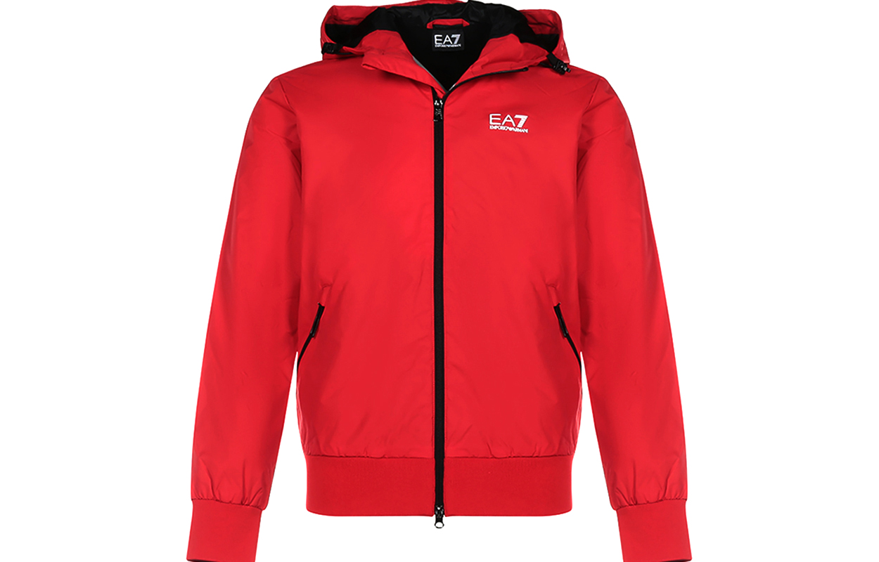 Emporio Armani EA7 Logo Hoodie Jacket Racing Red Fleece-Lined 6HPB02-PN27Z-1451