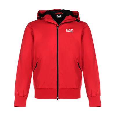Emporio Armani EA7 Logo Hoodie Jacket Racing Red Fleece-Lined 6HPB02-PN27Z-1451