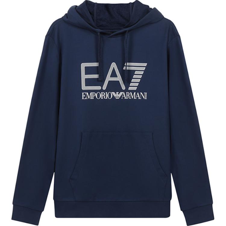 Emporio Armani EA7 Logo Hoodie Navy Blue for Men 3KPM62-PJ05Z-1554