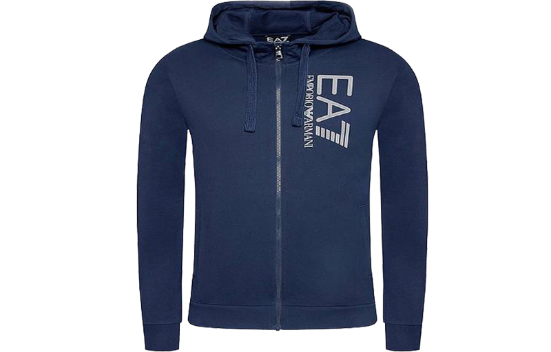 Emporio Armani EA7 Logo Hoodie Navy Blue Full-Zip Long Sleeve 3KPM53-PJ05Z-1554