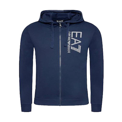 Emporio Armani EA7 Logo Hoodie Navy Blue Full-Zip Long Sleeve 3KPM53-PJ05Z-1554