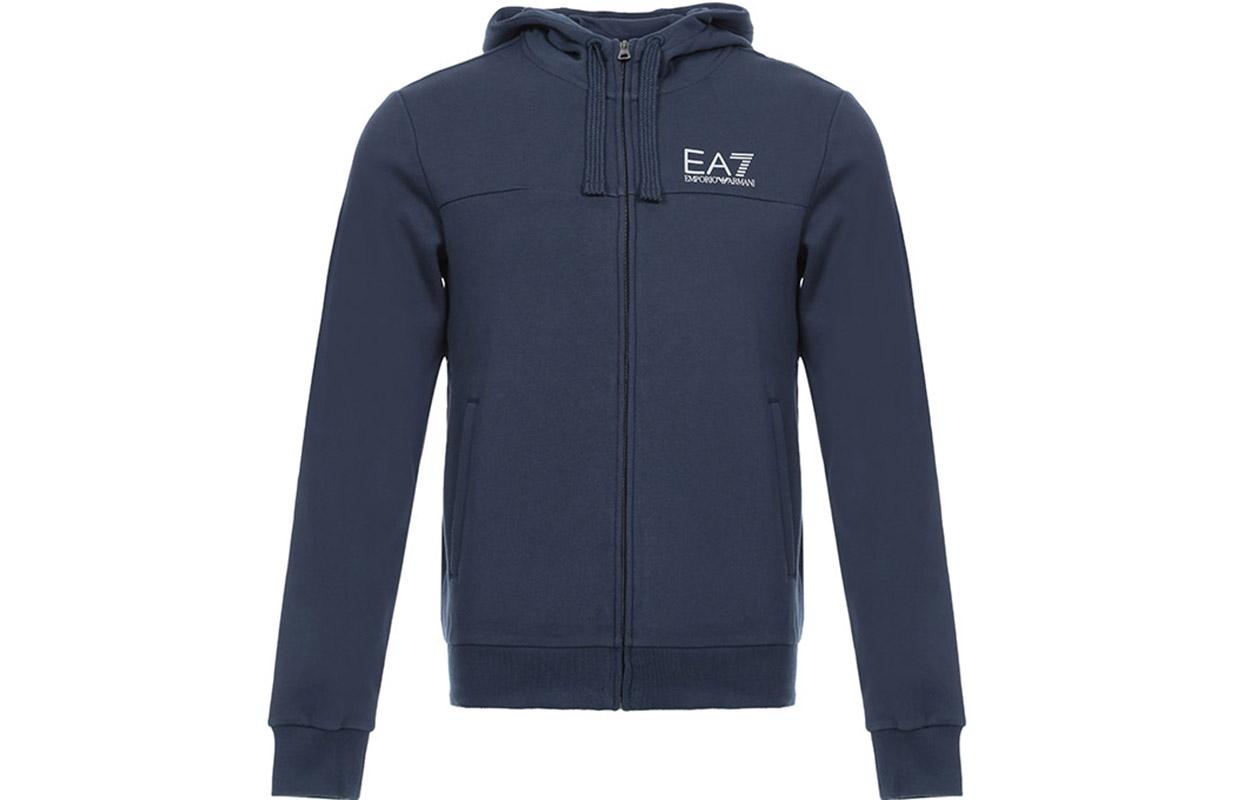 Emporio Armani EA7 Logo Hoodie Navy Blue Sweatshirt 6ZPM45-PJ07Z-1554