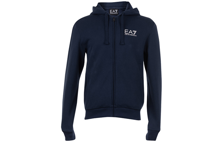Emporio Armani EA7 Logo Hoodie Zip Jacket Navy Blue 6ZPM11-PJ07Z-1554