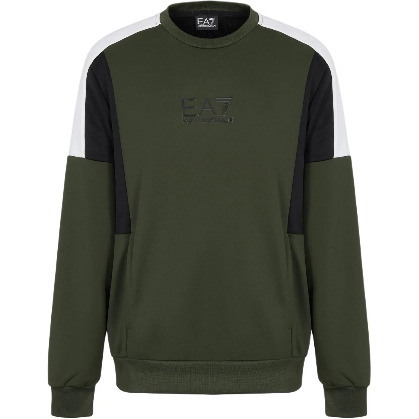 Emporio Armani EA7 Logo Patch Crewneck Sweatshirt Men’s Military Green 6RPM34-PJ16Z-1845