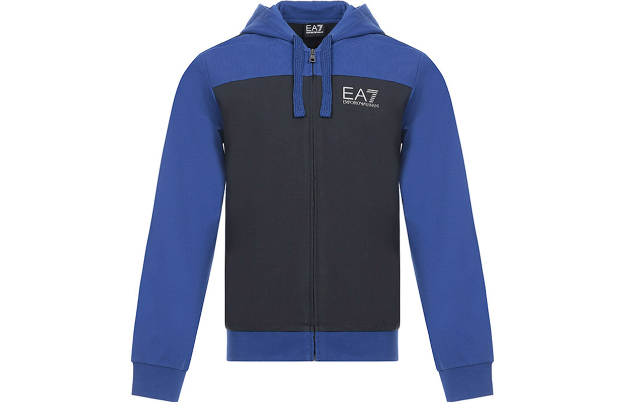 Emporio Armani EA7 Logo Patchwork Hoodie Jacket - Midnight Blue 6ZPM40-PJ05Z-1578