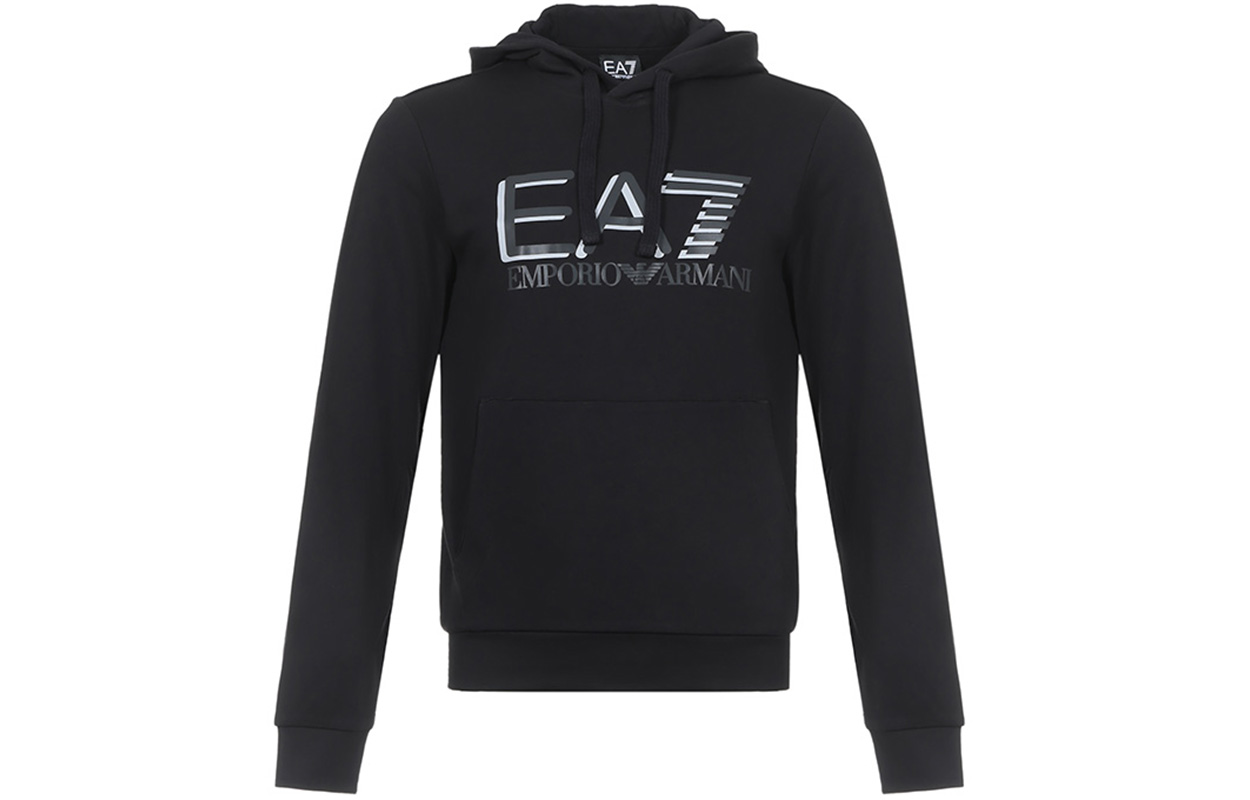 Emporio Armani EA7 Logo Print Black Hoodie 3HPM92-PJ8BZ-1200